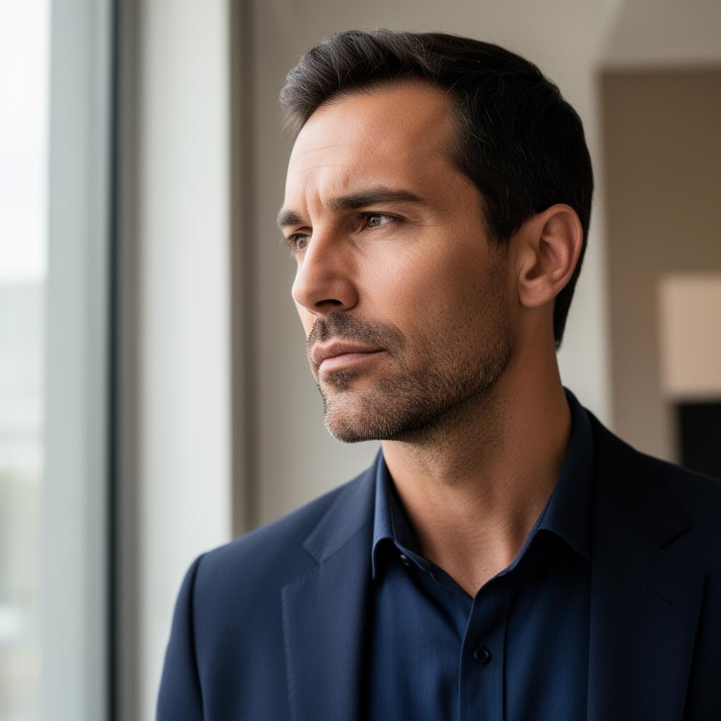 Man considering his health